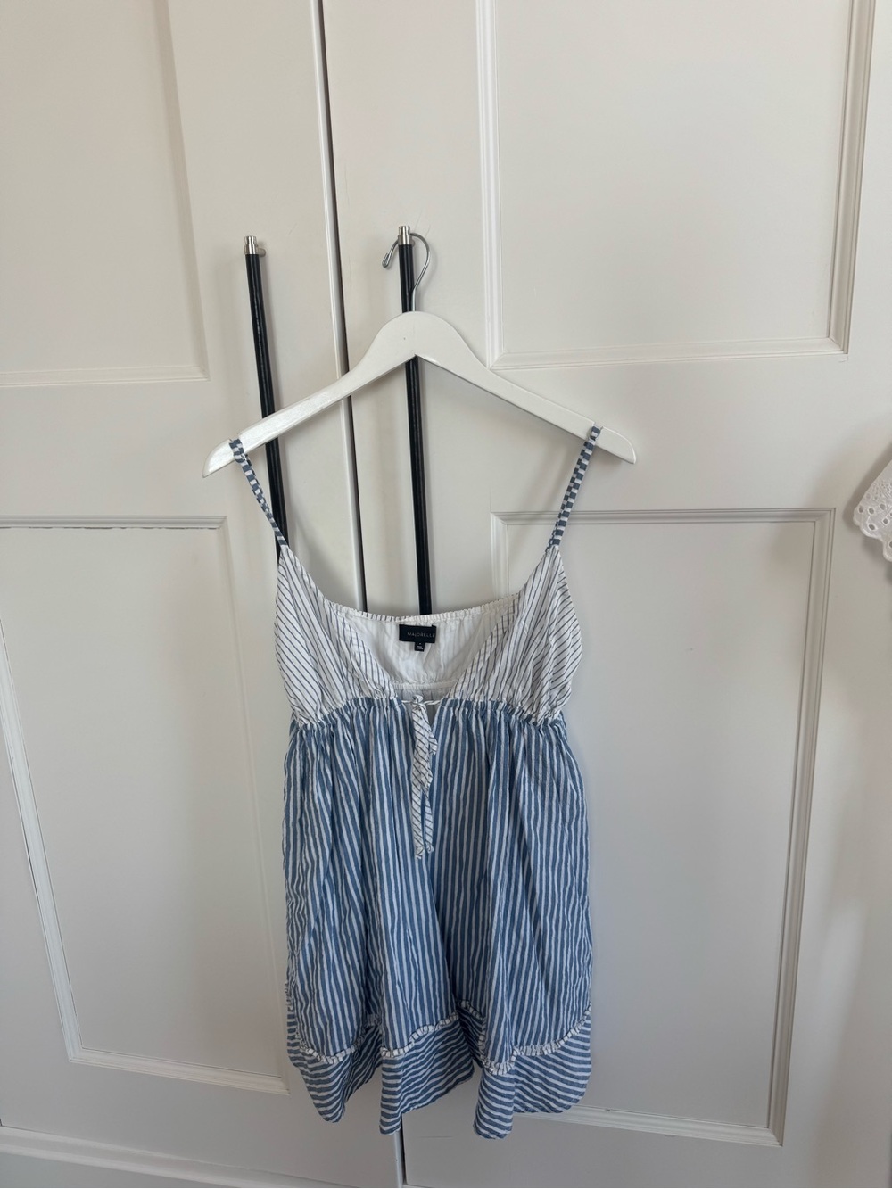 MAJORELLE White Dress with Navy Accents